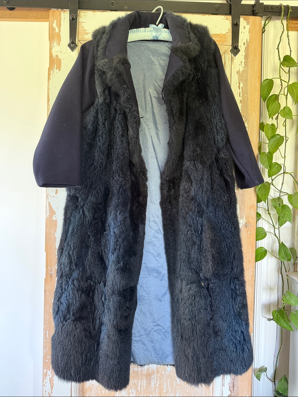 Luxury Black Faux Fur-Front Pea Coat for Women